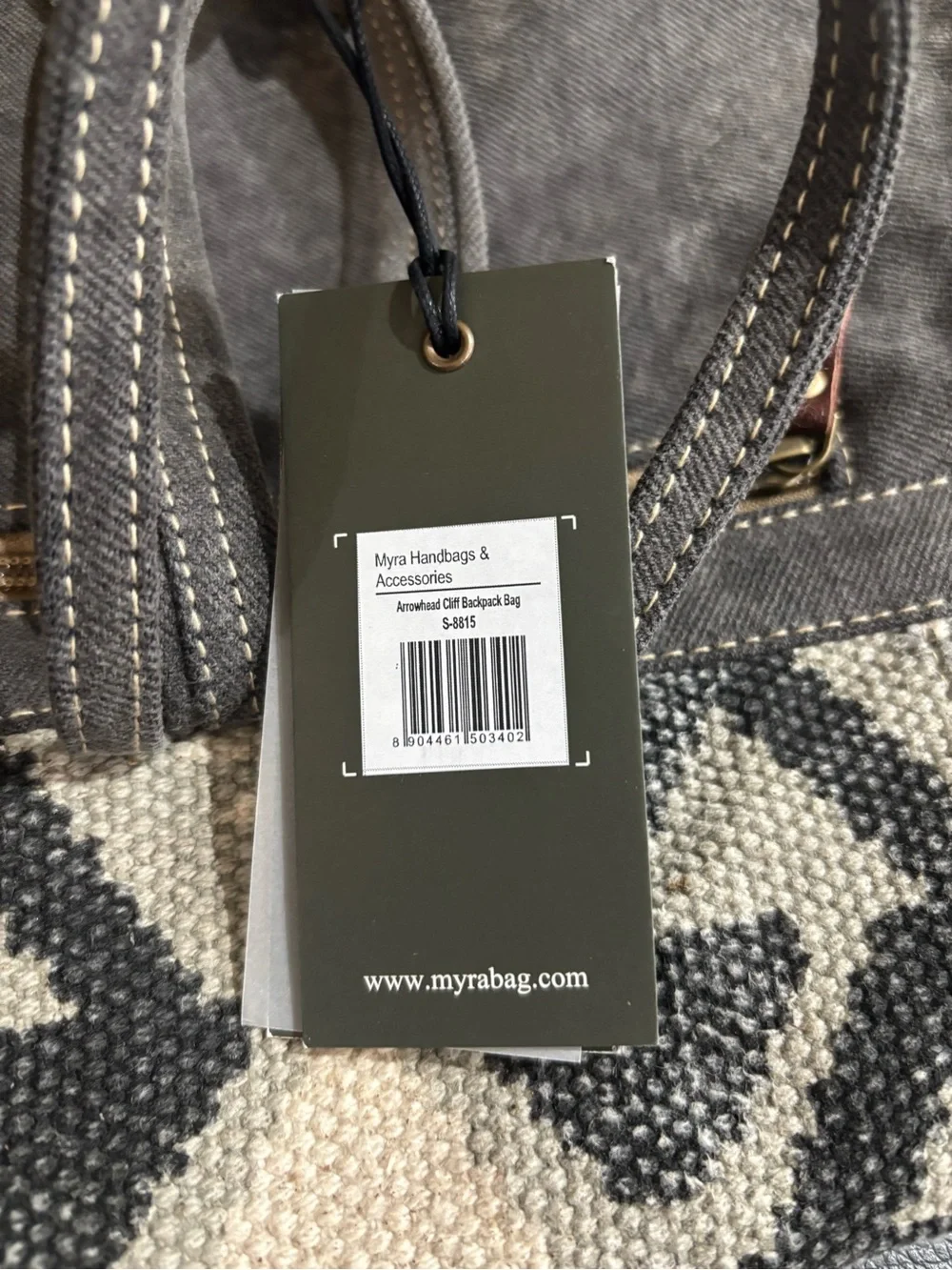 NWT Myra Bag Gray and Cream Woven Geometric Backpack